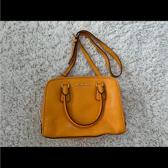 Michael Kors Yellow-Orange Saffiano Satchel - Picture 8 of 12